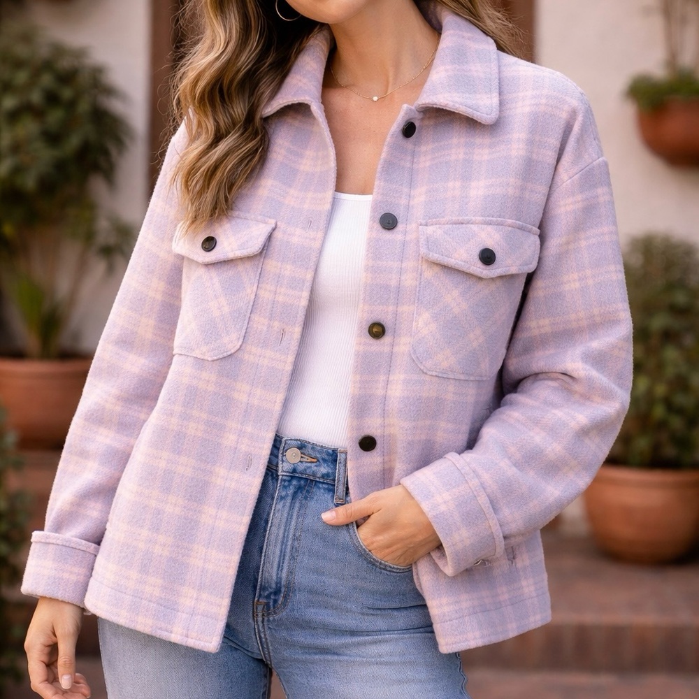 Pastel Plaid Utility Jacket